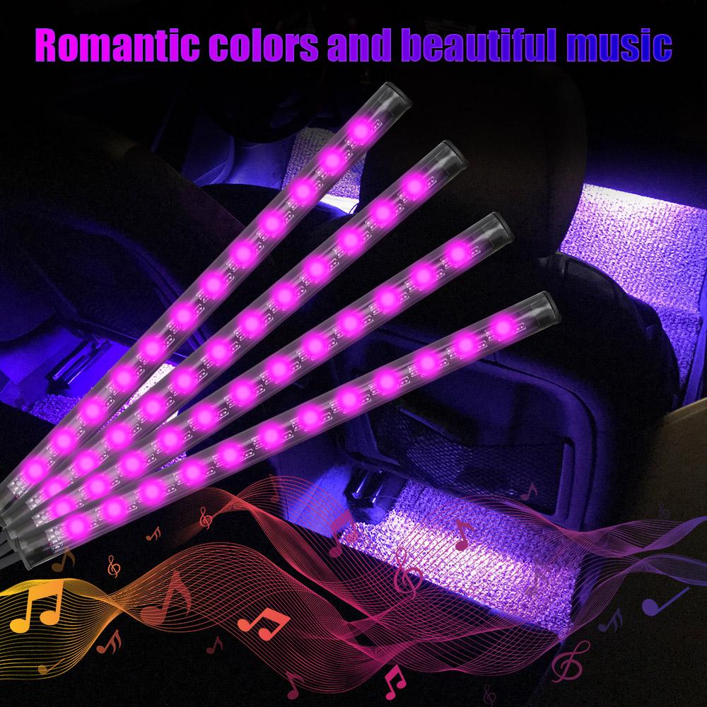 Universal Car RGB Ambient Lights LED Strips Interior Lamps 8 Colors Decorative Off Road 4x4 SUV Automobile Accessories Smart 12V Neon Lights 4