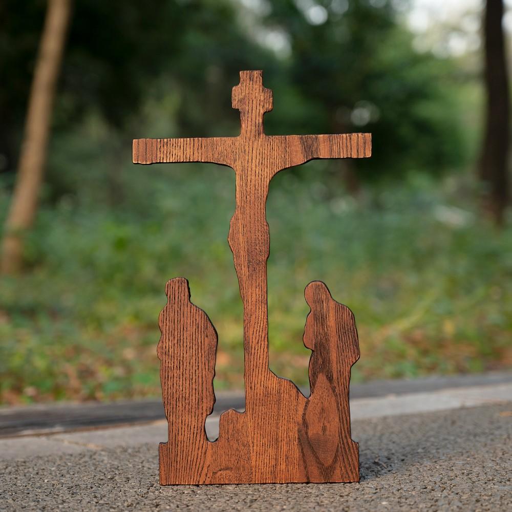 Jesus Crucifixion Scene Statue, Hand-Carved Wooden Calvary Decoration, 14 Station of the Cross, Religious Christian Sculpture