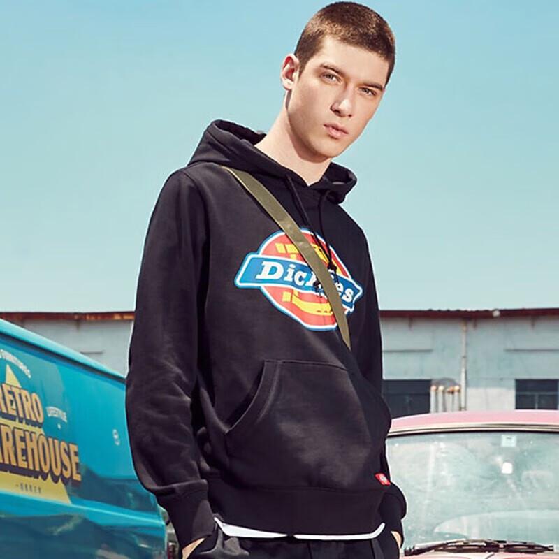 Dickies Unisex Logo Print Hooded Sweatshirt L