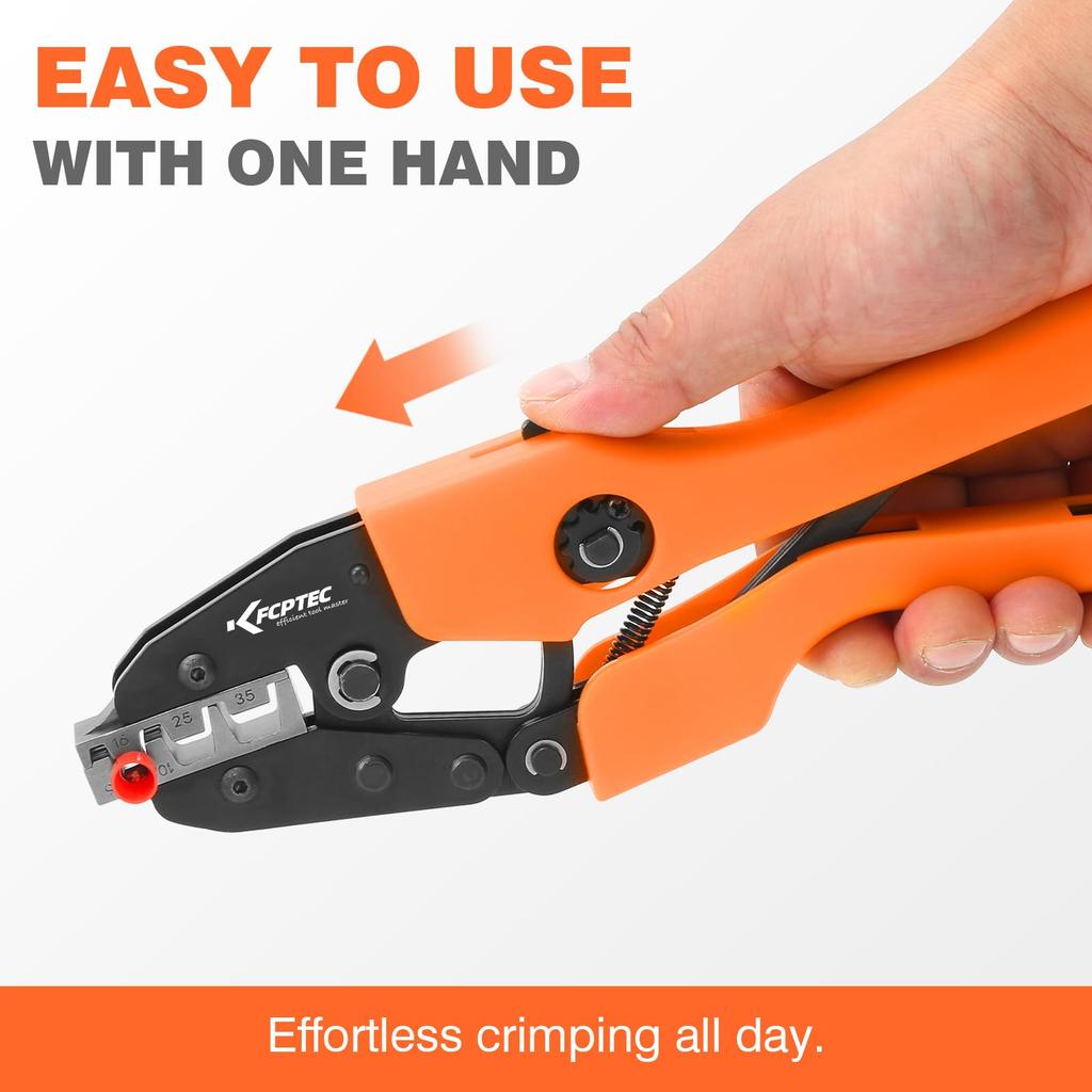 KF CPTEC Ferrule Crimping Tool for Wire Ferrules and End AWG Electrical Terminal Crimping Tool Sleeves, 2-10 (6-35mm²) - Heavy-Duty