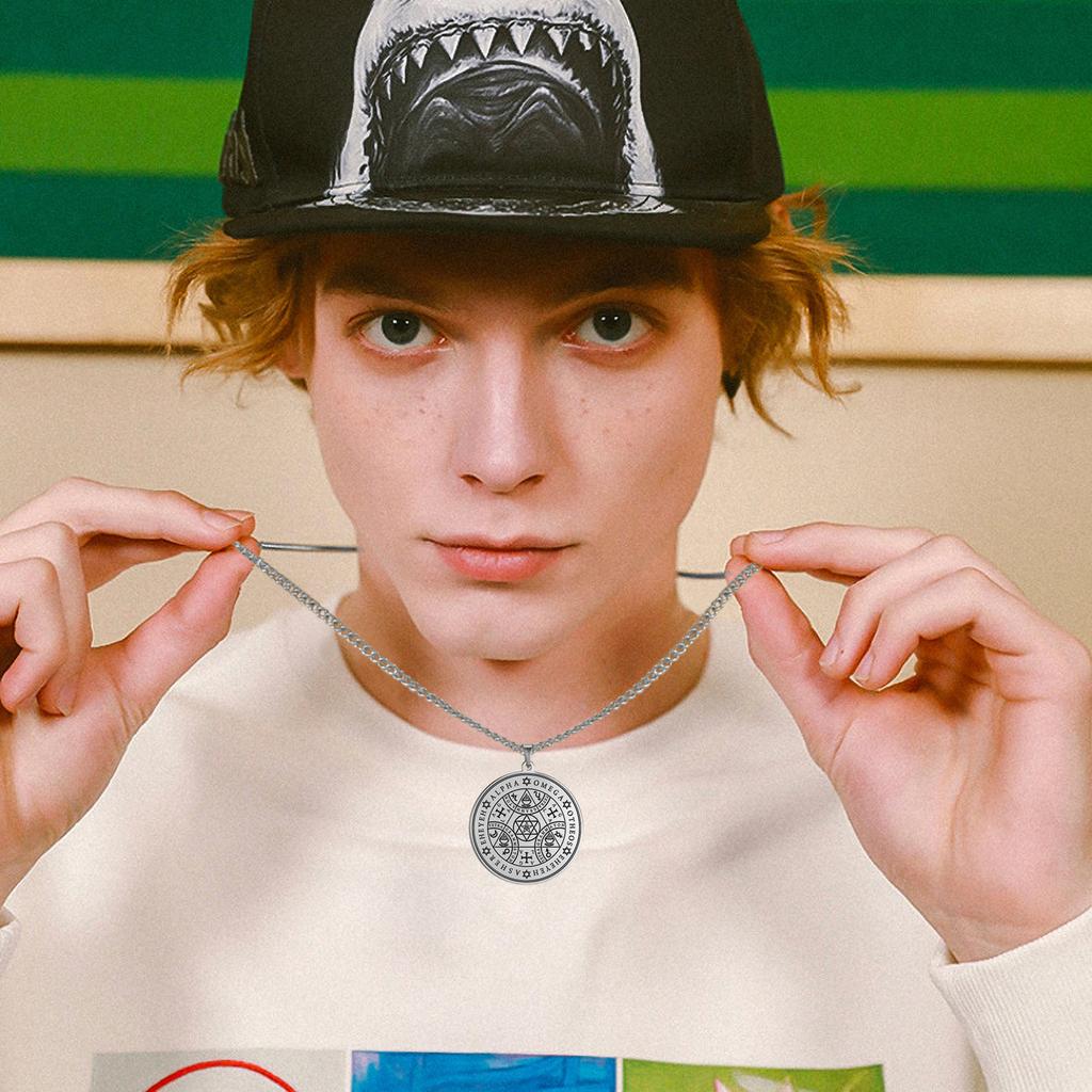 Tetragrammaton Amulet Pendant Necklace Enochian Angel Magic Amulet Alpha Otheos Eheyeh  AGLA Amulet Talisman Necklace Accessories