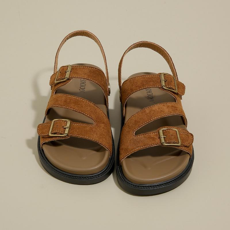 Sandálias de plataforma de couro macio para mulheres usam sapatos de praia novos no verão sapatos boken de pesca sapatos de uma palavra