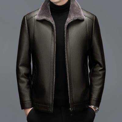 Leather Jacket Men's Leather Fur Integrated Men's Winter Casual Thickened Sheepskin Jacket Men's