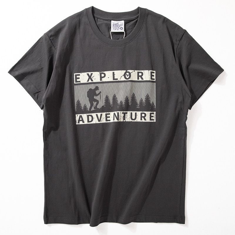 Short-Sleeved Men's Summer New Style Cotton Moisture-Absorbent and Breathable Half-Sleeved Personalized Printed Trendy Slim Casual Round-Neck T-Shirt