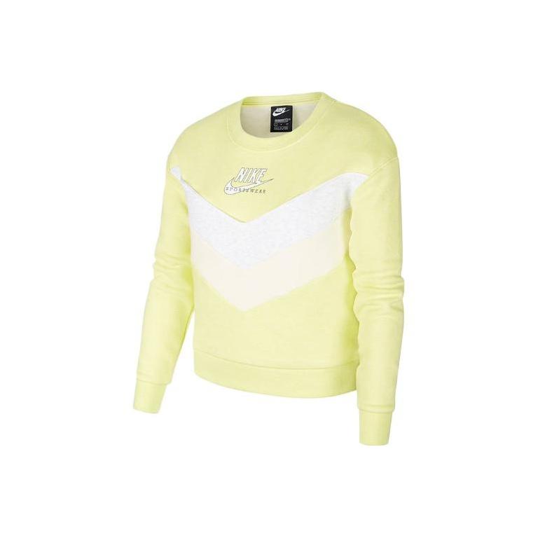 Nike Solid Color Round Neck Pullover Logo Print Long Sleeve Sweatshirt Kids sweatshirt Yellow DA1119-712 XL