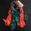 Double-Color Matching Women Scarf 70*190 Cm Female Fashion Cut Flower Hollow Petal Imitation Silk Wool Scarf Versatile Scarf