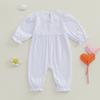 Baby Mädchen Valentinstag Strampler Liebesherz Schleifenmuster Rüschen Rundhalsausschnitt Langarm Neugeborenen Jumpsuit