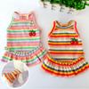 Rainbow Stripe Dog Dress Cherry Princess Dress For Dog Summer Pretty Colorful Dog Clothes Fashion Pet Cats Clothing Universal