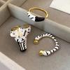 Pony Horse Cartoon Glaze Ring Delicate Opening Finger Ring Aesthetic Animal Horse Ring Set  Lady