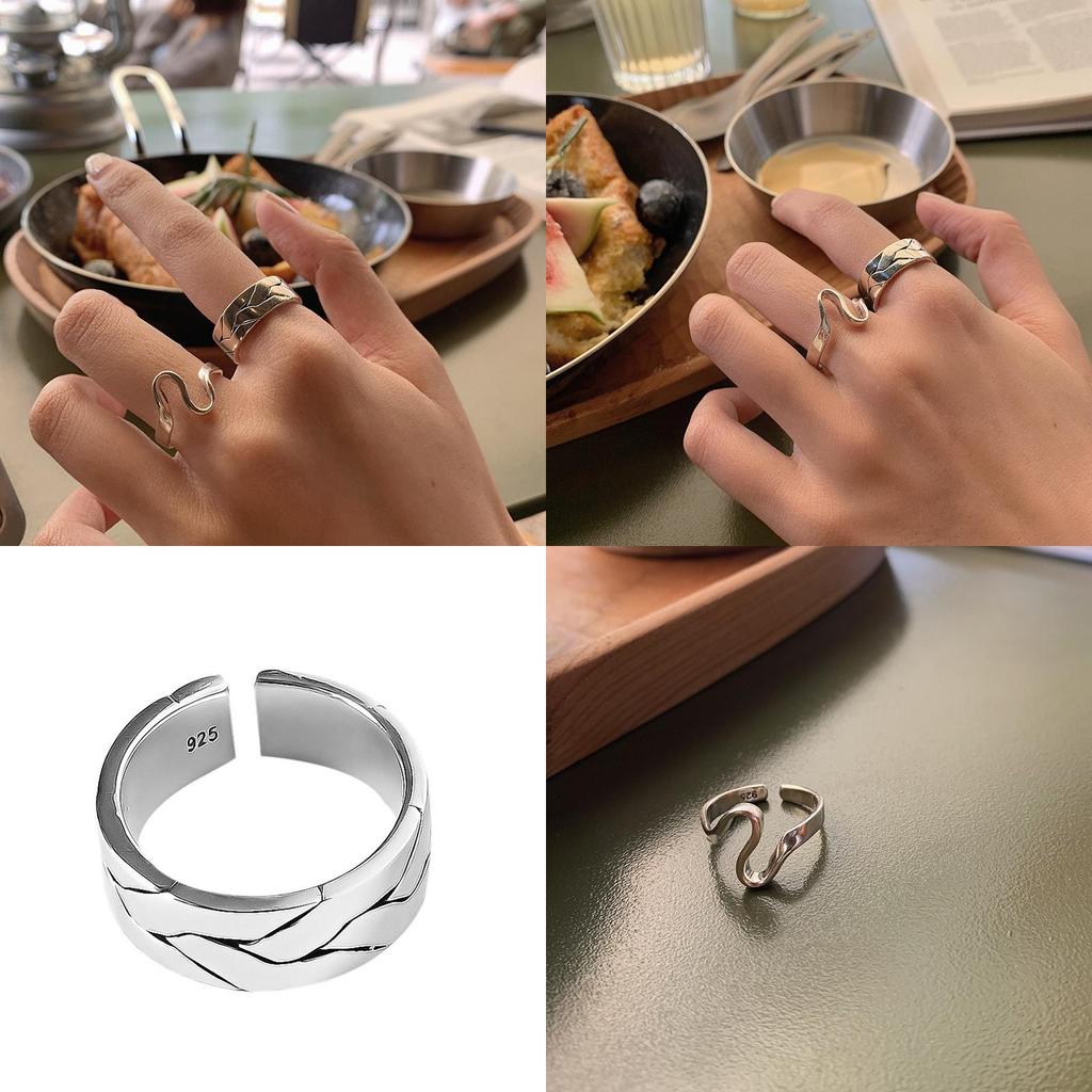 Exquisite 925 Silver Ins Style Geometric Open Ring Ideal For Fashionable Women