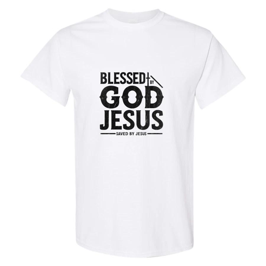Easter Christian T Shirt Vintage Blessed by God Saved by Jesus Cross Faith Tee M