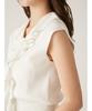 Lily Brown Ruffle Detail Bowtie Knit Top White Women's (LWNT252001)