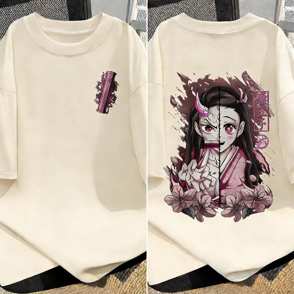 

Plus Size Summer Demon Slayer Anime Printed Unisex Women Tshirt Casual Parent Child Top Fashion Harajuku Style Street Wear Y2K S
