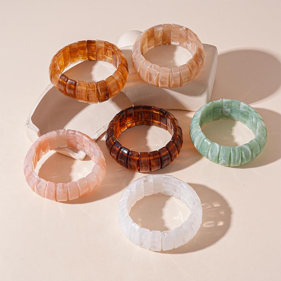 DIEZI Exaggerated Retro Resin Elastic Rope Bangles Fashion Hip Hop Round Geometric Acrylic Bracelet Bangles Women Men Jewelry