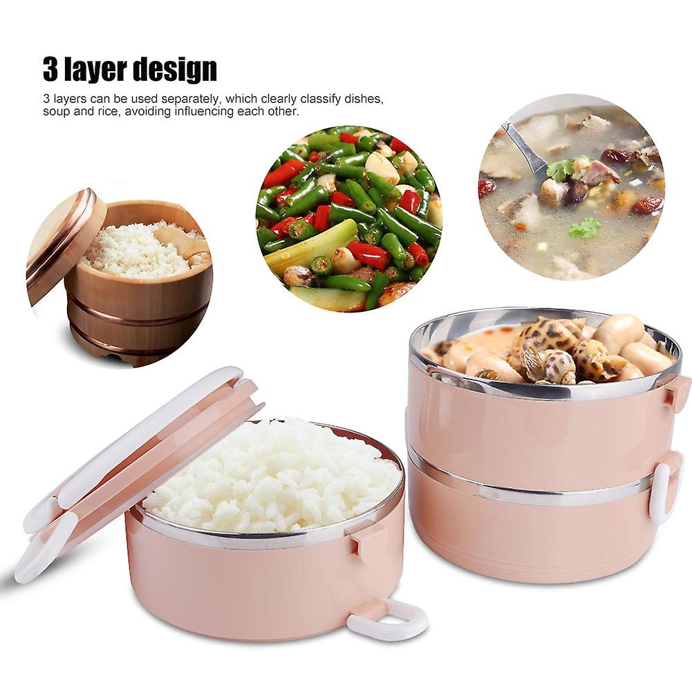 Cutie de prânz izolată, rezistentă la scurgeri, din oțel inoxidabil - Container stivuibil cu 3 niveluri