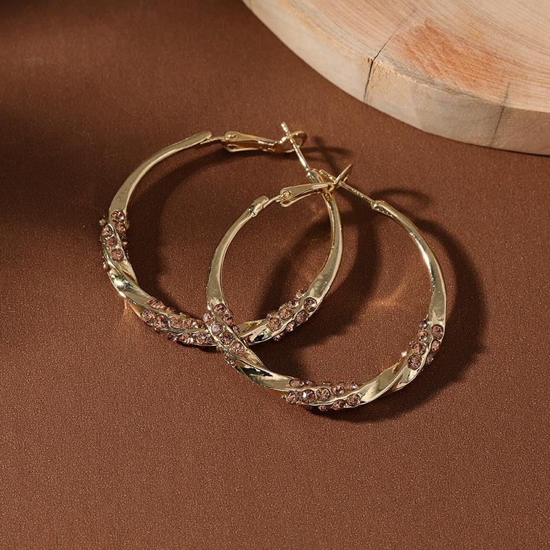 Luxury Large Exaggerated Diamond Hoop Earrings for Women - Cold Style Fashion Jewelry