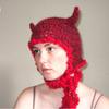 Halloween Beanie Knit Beanie Hat Unique Cat Ear Horn Hat Head Covering Party Holiday Warm Hat for Women
