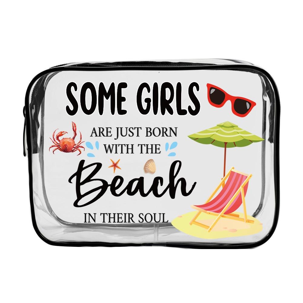 

Trendy Large Capacity Makeup Bag Portable Beach Theme Storage Bag Multi-functional Visible Cosmetic Bag for Women