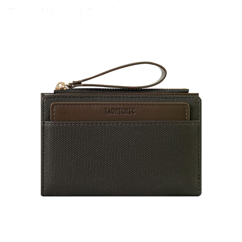 New PU Women's Purse Solid Color Fold Over Short Wallet Large Capacity with Zipper Design Card Bag