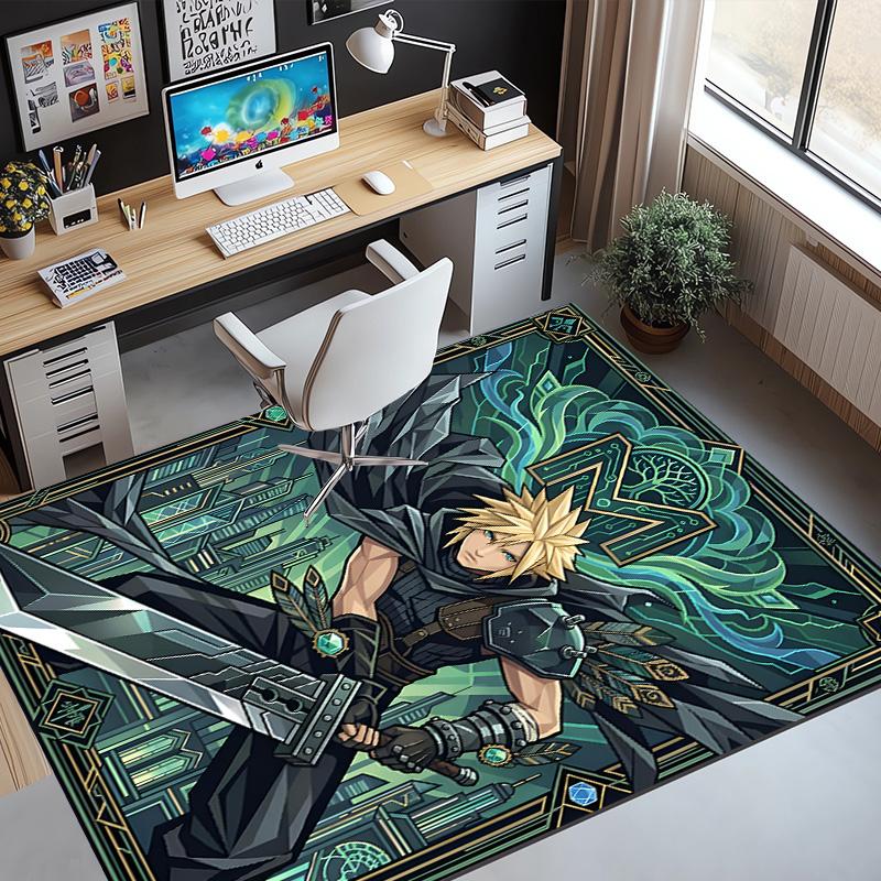 Final Fantasy Pattern Rug, Indoor/Outdoor Mat, for Picnic, Gameroom, Bedroom, Office, Living Room, Home Decor Carpet, Birthday Gift