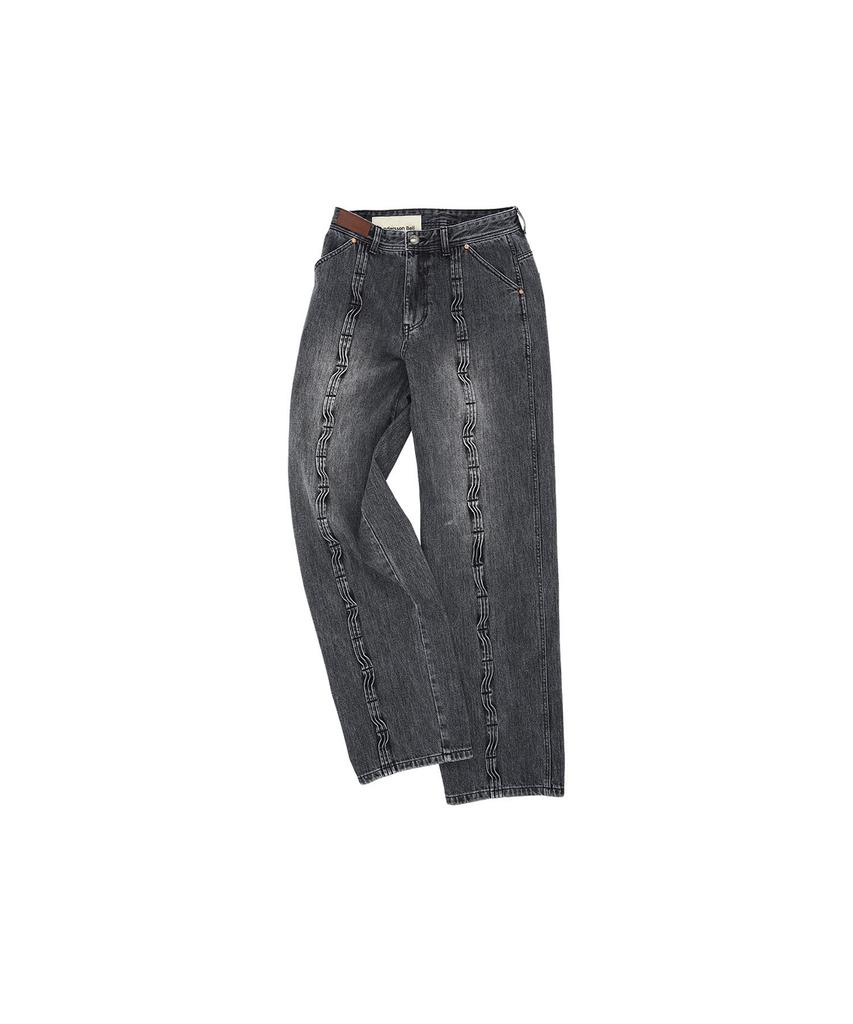 ADSB ANDERSSON BELL Wave Wide Leg Jeans Apa682M(Washed Black)