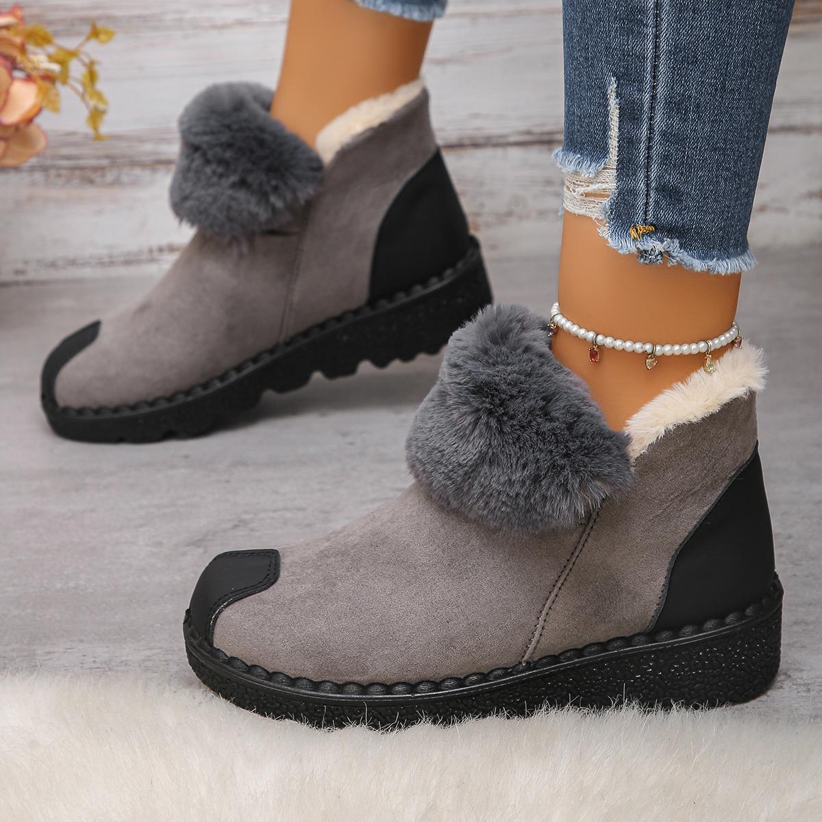 

Women s Faux Fur Lined Short Snow Boots Thick Bottom Comfortable Cotton Boot Trendy Fashion Sleeve Boot Warm Cozy Fur Boot 36
