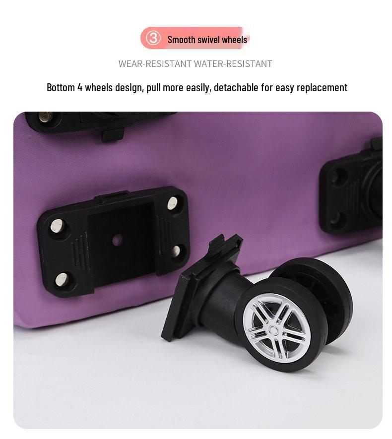 Women's Large Capacity Foldable Travel Bag with Wheels and Telescopic Handle