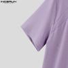 INCERUN Summer Men O Neck Short Sleeve Rib Casual Fitted T-shirts Tee Tops
