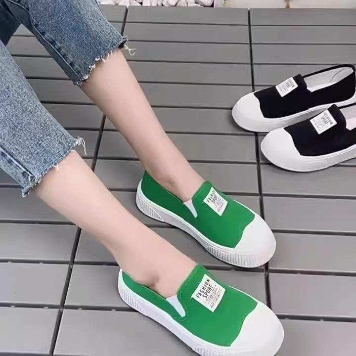 

Холщовые туфли женские весенне-летние низкие новые модные универсальные повседневные удобные слипоны ленивые туфли кеды 40 зелёный