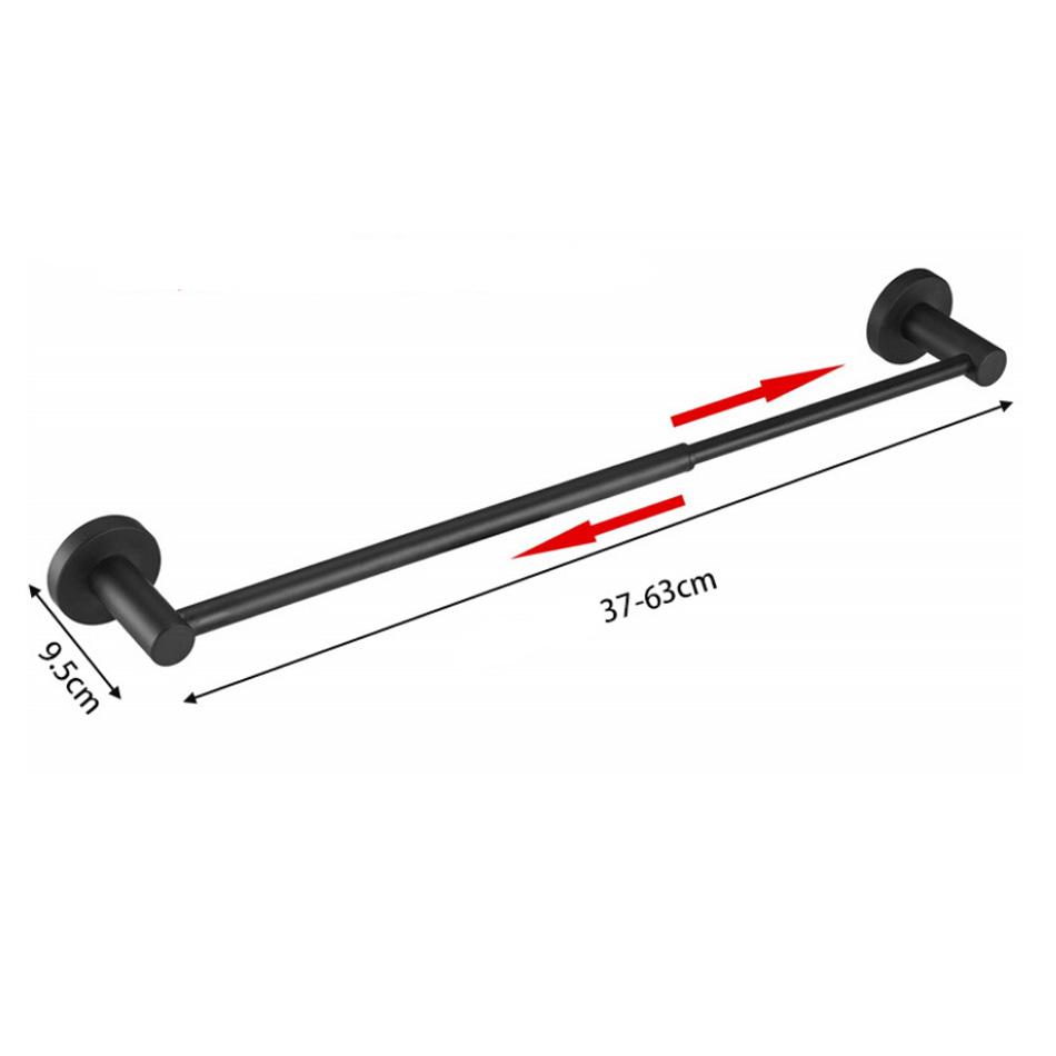

Масштабований тримач для рушників чорного кольору з матової нержавіючої сталі настінний монтований для кухні ванної кімнати регульований 37-63 см вішалка для рушників полиця-бар вішалка чорний