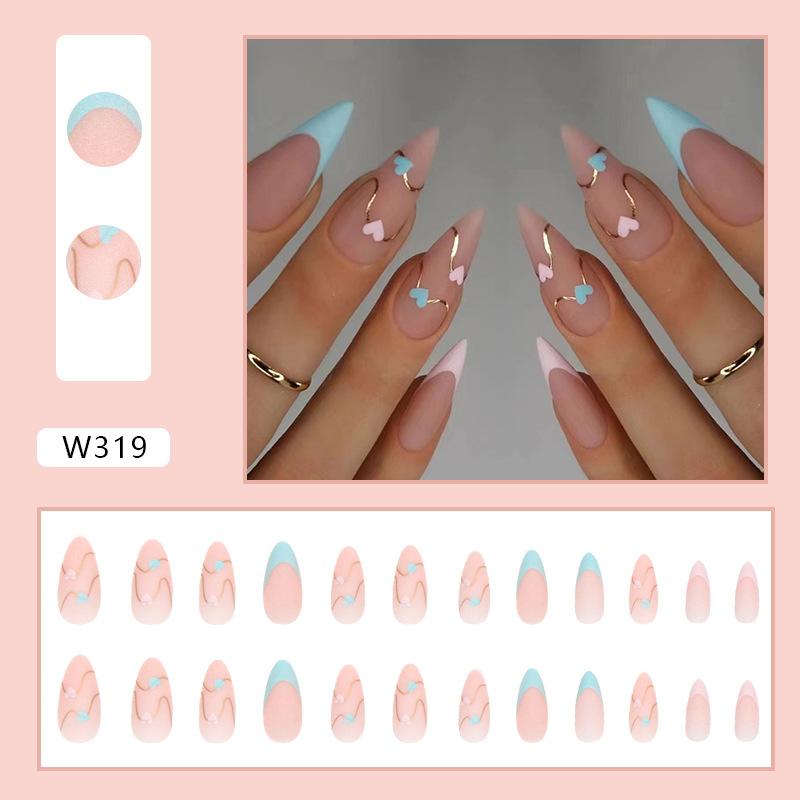 

Love Matte Nail Piece Европейский и Американский искусственный ноготь Миндальный ноготь Накладной ноготь ко Дню Святого Валентина Готовый продукт