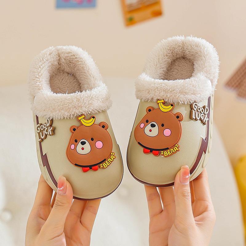 New EVA Cotton Slippers Summer Cartoon Cute Non-Slip Indoor Warm Thick Bottom Slippers Baby Cotton Shoes