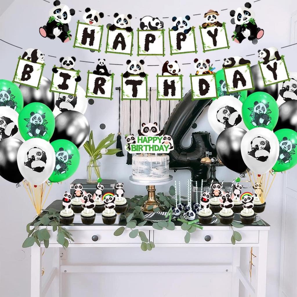 Panda Birthday Party Supplies Happy Birthday Banner Balloons Cake Decorations Panda-Themed Party Decorations