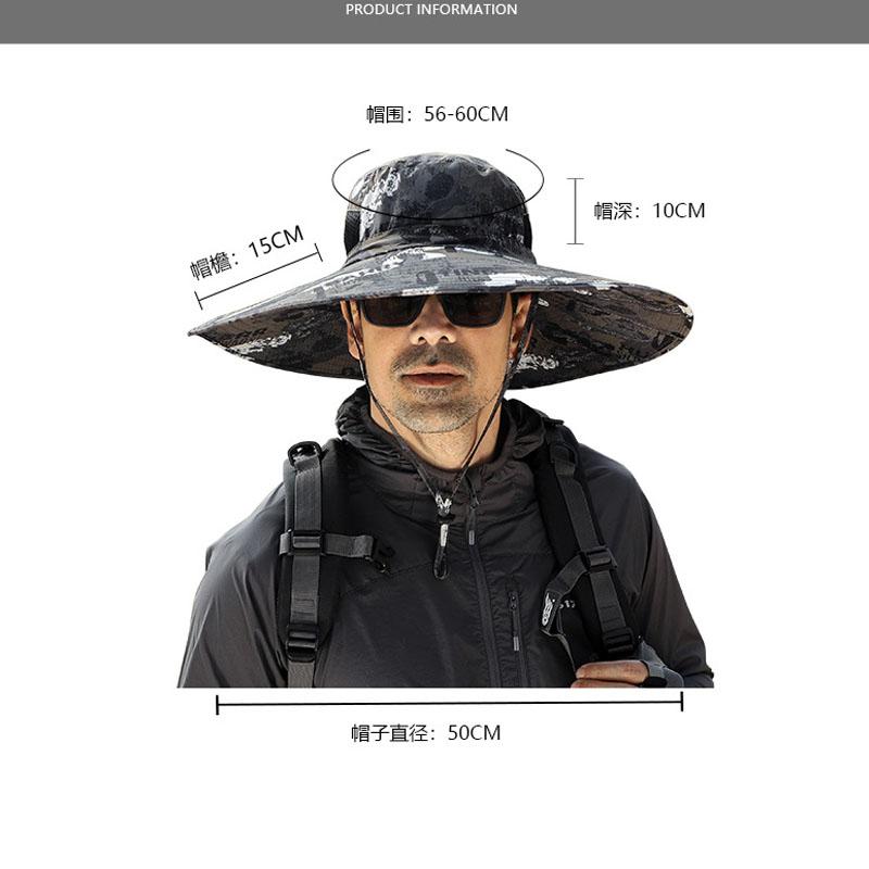 Men's Summer Outdoor Casual Sunhat Oversized Brim UV Protection Hat Outing Sports Fishing Hat