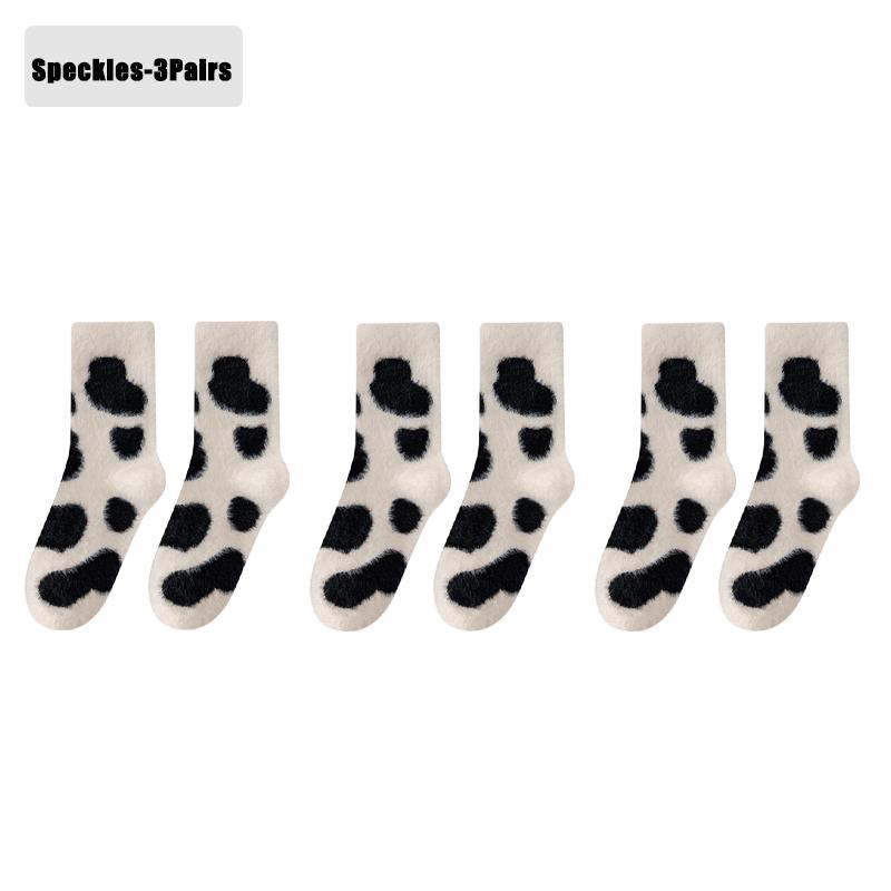 1-20Pairs Winter Warm Padded Socks Thick Mink Plush Cartoon Socks for Girls, Soft Skin-Friendly Home Sleep Socks for Autumn