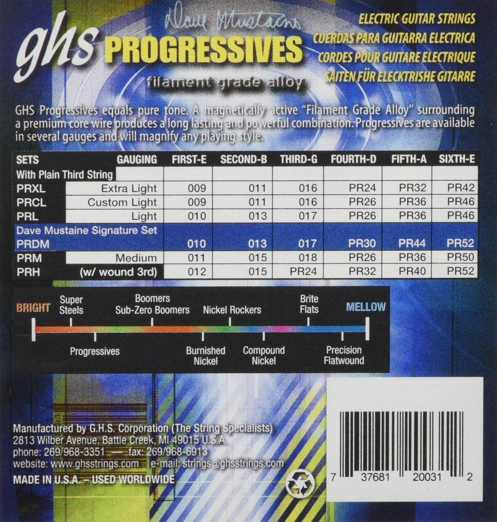 ghs PROGRESSIVES Dave Mustaine Signature Electric Guitar Strings PRDM (Megadeth) 10-52