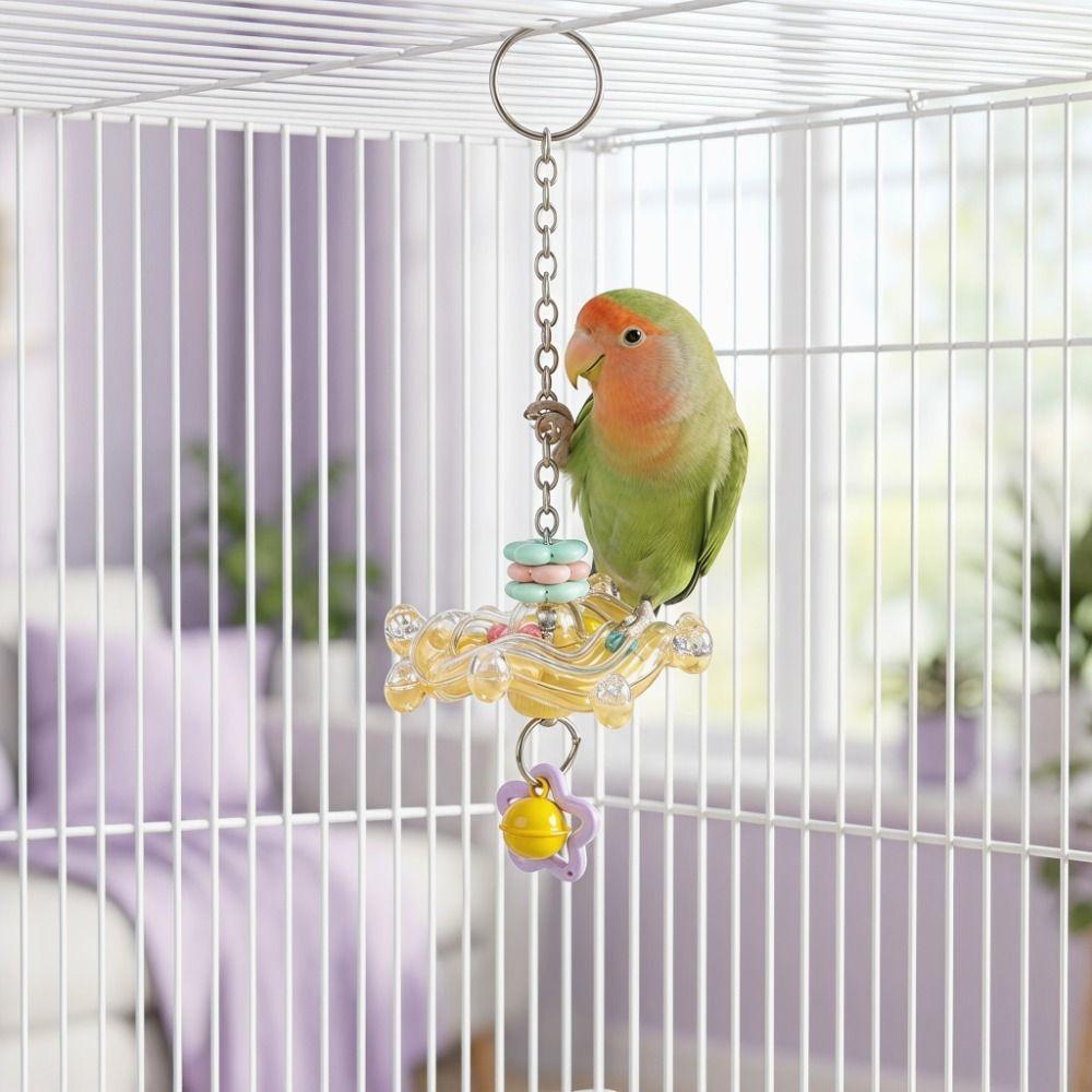Rotating Hanging Foraging Ball Plastic Detachable Parrots Chew Swing with Bell Bite Resistant Bird Cage Toy Pet Entertainment