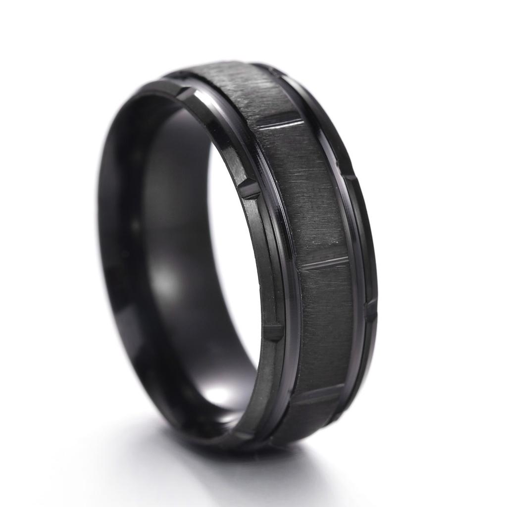 Fede in Tungsteno Nero Anelli Punk Trama d'Acciaio per Uomo Donna Scanalatura Fibra di Carbonio Anello alla Moda
