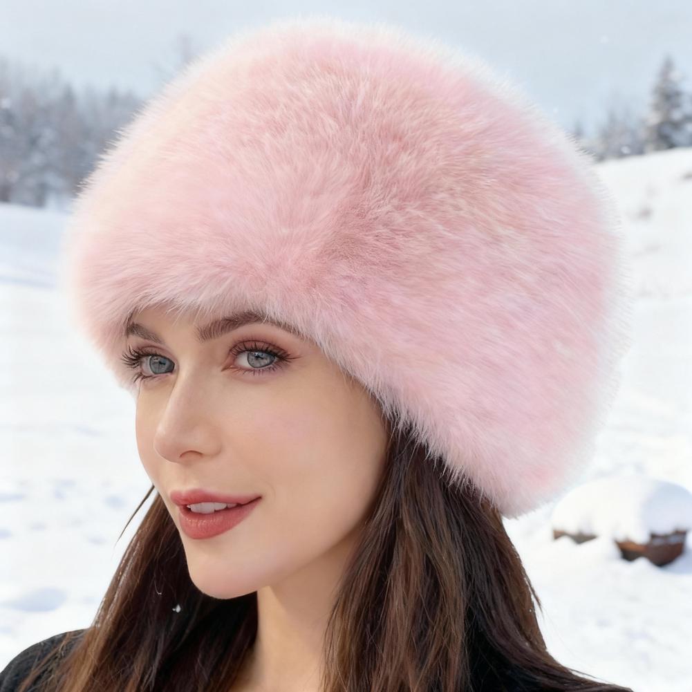 Fashion Plush Fluffy Fur Bucket Hat Warm Furry Panama Cap Ear Protection Soft Mongolian Cap Winter
