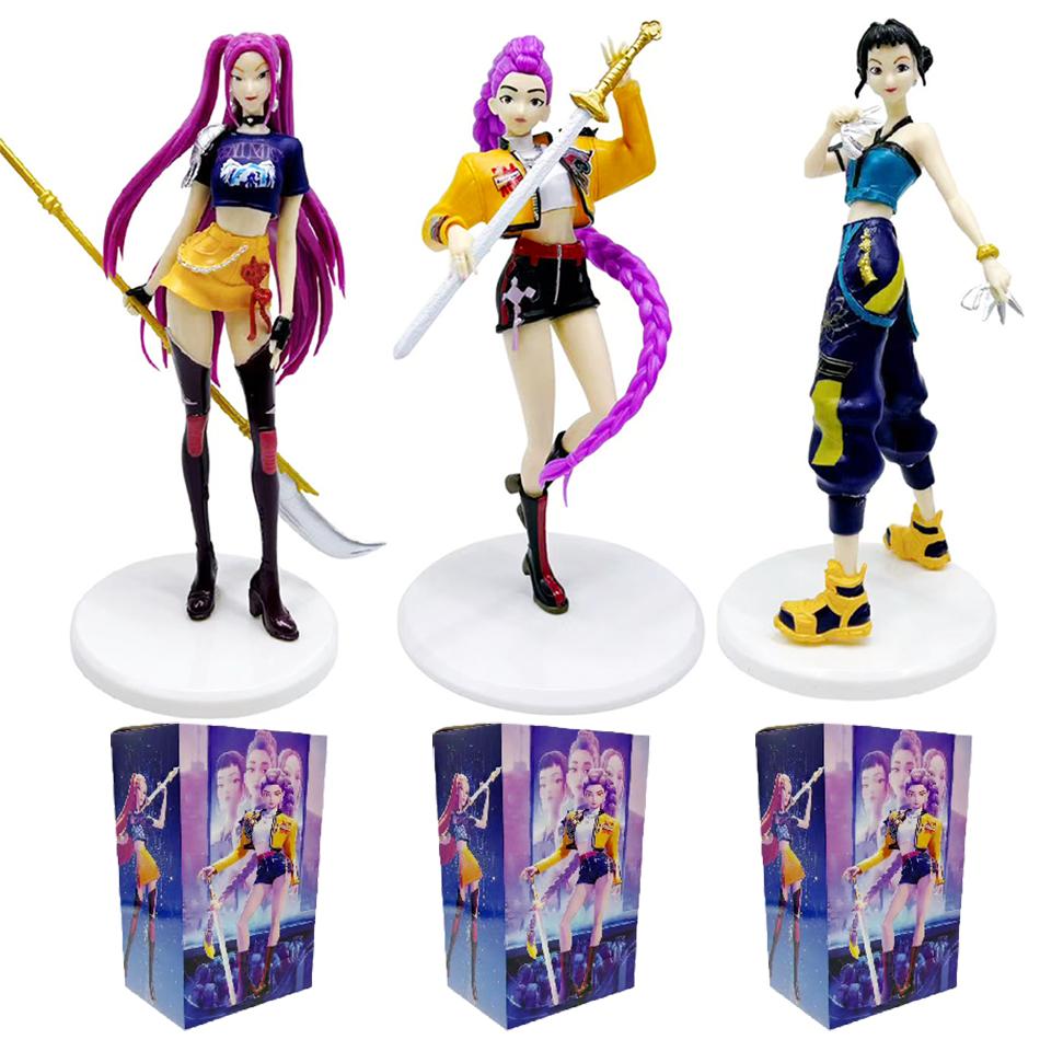 In Stock Kpop Demon Hunters Figure 19CM Huntrix Figures Toy Rumi Mira Zoey Sussy Figurine Anime Peripheral Model Desktop Gift