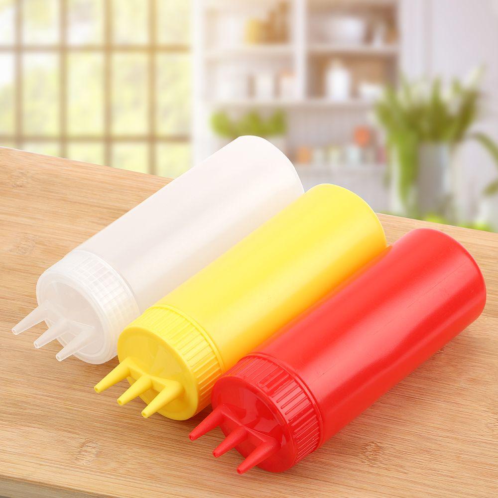 Ketchup Condiment Vinegar Oil 3 Hole Cruet Bin Dispenser Squeeze Bottle
