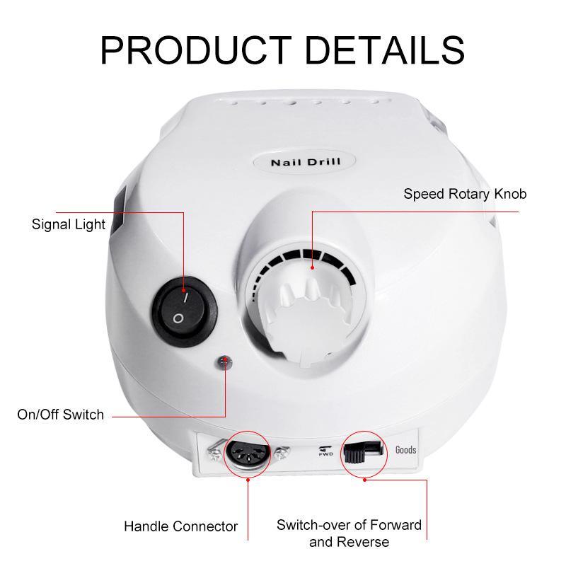 202 Nail Drill Machine 35,000 RPM - Lightweight Nail Grinder for Manicure and Removal