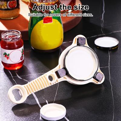 Can Opener Multi-Function Adjustable Rotatable Bottle Opener with Ergonomic Handle Lid Remover Tool for Seniors And Home Cooks Stainless Steel