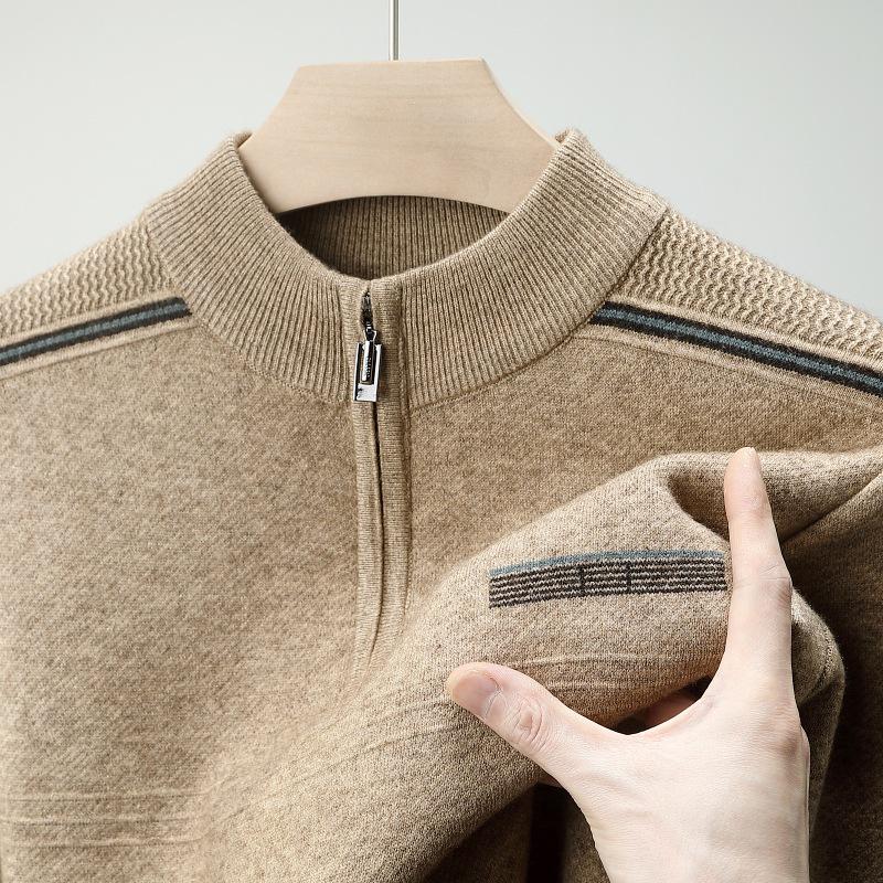 

Men s Mid-Aged Warm Half-High Collar Zipper Knitwear - 2025 Autumn/Winter Collection XXXL/125