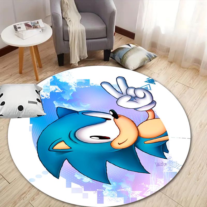 Sonic Printed Chair Rug for Home Office Use, Living Room Kitchen Game Room Round Carpet