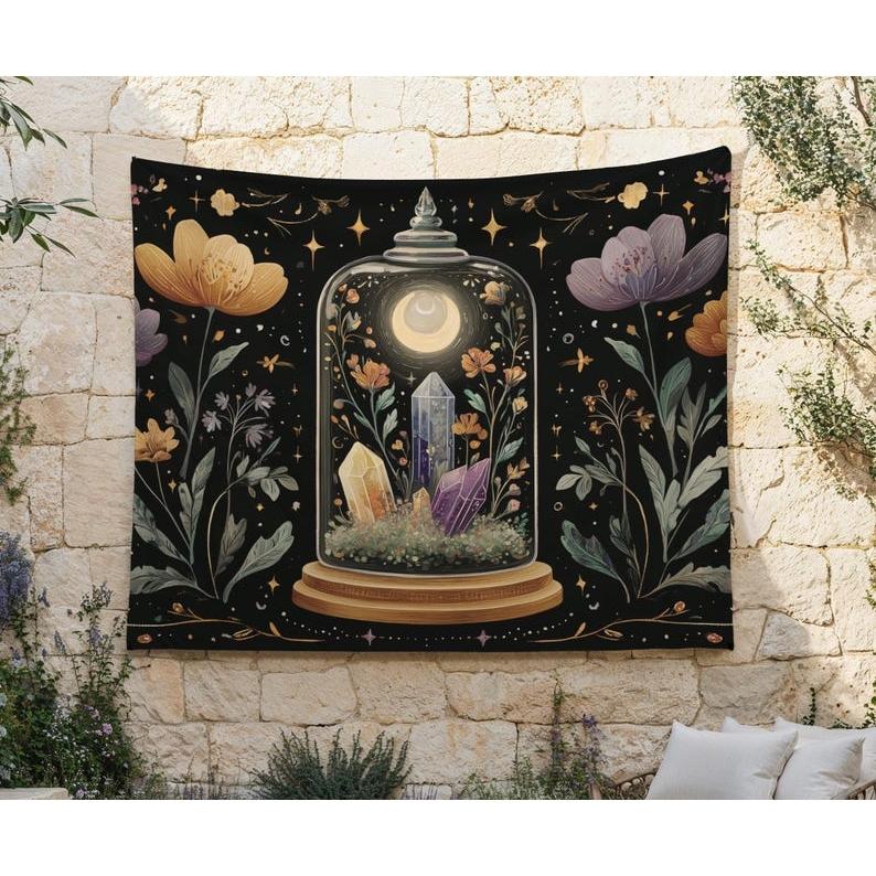 Mysterious glass container tapestry 75x100