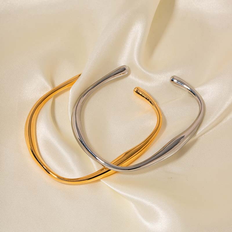 Stainless Steel Metal Wrist Bracelet Bangle For Women Gold Handmade Cast Statement Party Jewelry Gifts