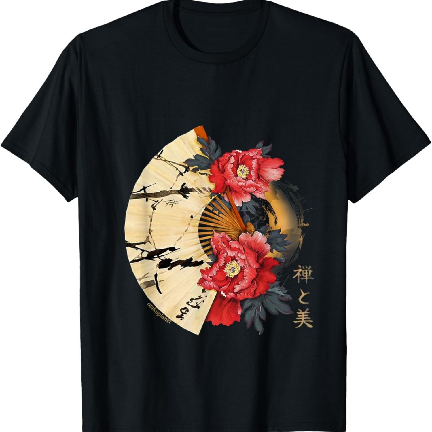 

Japanese Peony flower in retro grunge flower aesthetic T-Shirt S чёрный