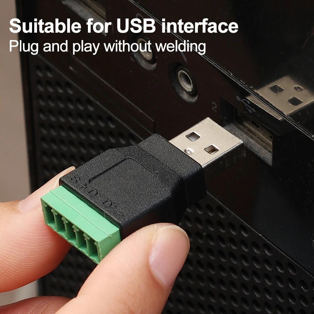 USB 2.0 Type A Male/Female To 5 Pin Screw Connector USB Jack with Shield USB2.0 To Screw Terminal Plug No Welding Required