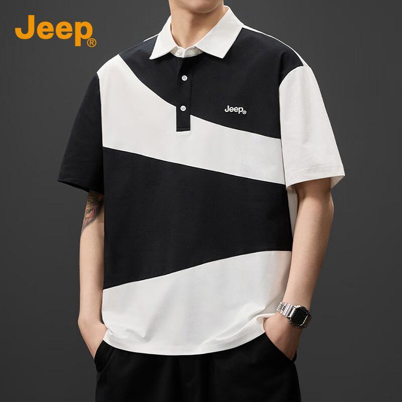 JEEP Men s 7A Anti-bacterial Thin Striped Polo Shirt 4XL